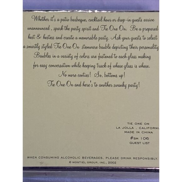 Tie One On Holiday‎ Wine Glass Charm Stemware 6 Pc Coasters & Baubles - Picture 5 of 7